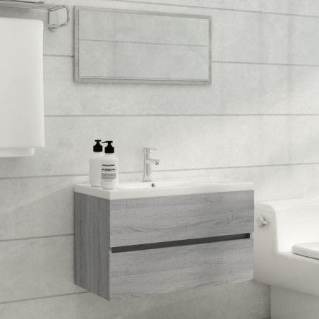 vidaXL Set de muebles de baño 2 pzas madera contrachapada gris sonoma