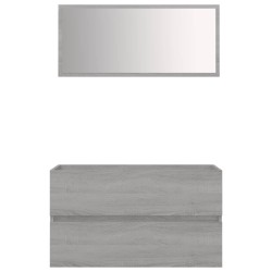 vidaXL Set de muebles de baño 2 pzas madera contrachapada gris sonoma
