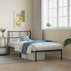 vidaXL Estructura de cama con cabecero metal negro 90x200 cm