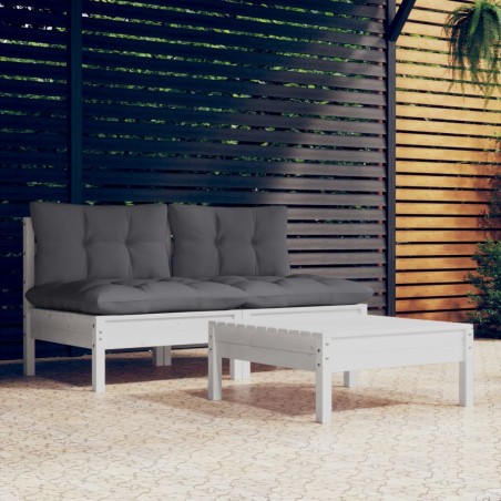 vidaXL Muebles de jardín 3 pzas con cojines antracita madera de pino