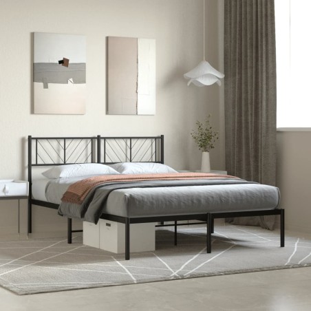 vidaXL Estructura de cama con cabecero metal negro 140x190 cm