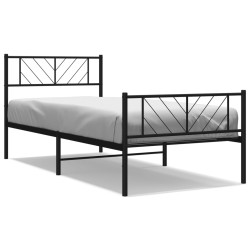 vidaXL Estructura de cama con cabecero y estribo metal negro 75x190 cm