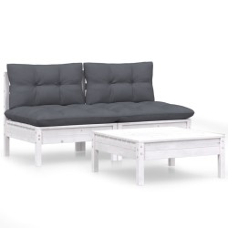 vidaXL Muebles de jardín 3 pzas con cojines antracita madera de pino