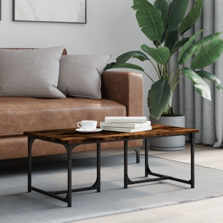 vidaXL Mesa de centro madera contrachapada roble ahumado 90x50x35 cm