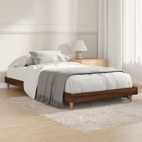 vidaXL Estructura de cama madera contrachapada marrón roble 90x190 cm