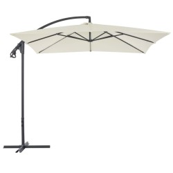 vidaXL Sombrilla voladiza con poste de acero 250x250 cm arena