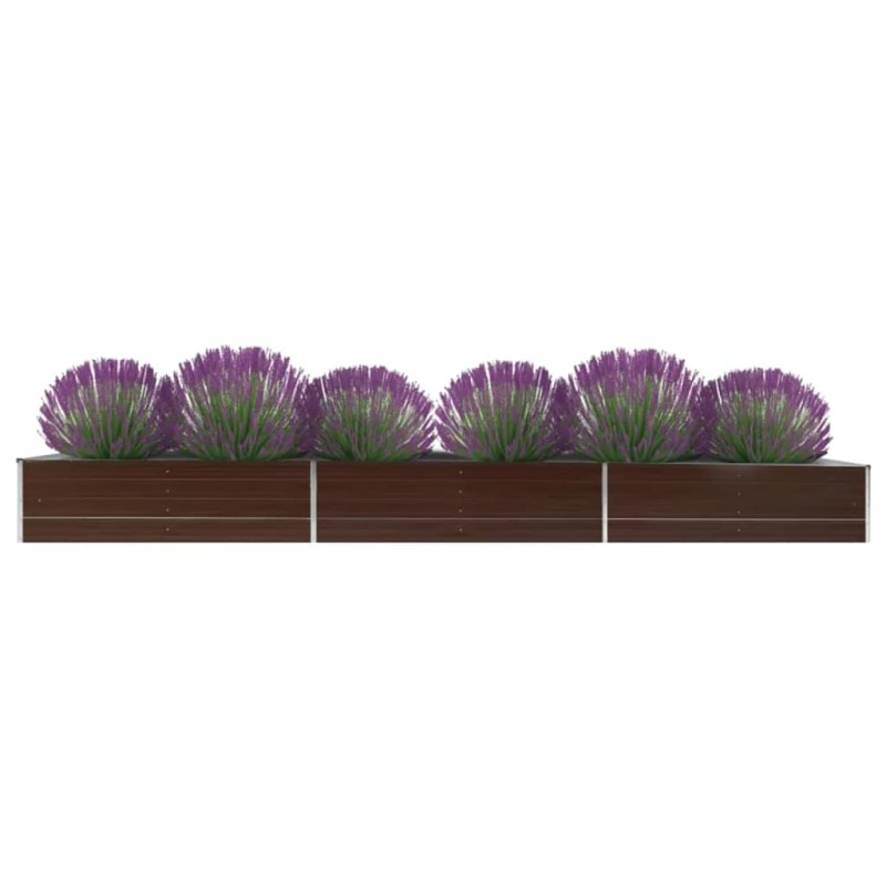 vidaXL Arriate de jardín de acero galvanizado marrón 480x80x45 cm
