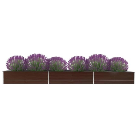 vidaXL Arriate de jardín de acero galvanizado marrón 480x80x45 cm