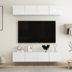 vidaXL Muebles de salón 4 piezas blanco brillante 80x30x30 cm