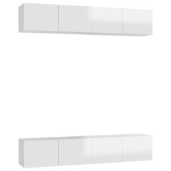 vidaXL Muebles de salón 4 piezas blanco brillante 80x30x30 cm