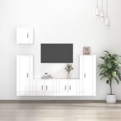 vidaXL Set de muebles de TV 5 pzas madera contrachapada blanco brillo