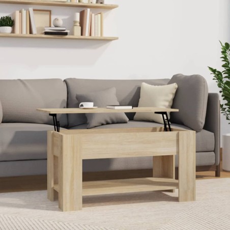 vidaXL Mesa de centro madera contrachapada roble Sonoma 101x49x52 cm