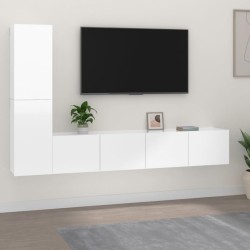 vidaXL Set de muebles de TV 4 pzas madera contrachapada blanco brillo