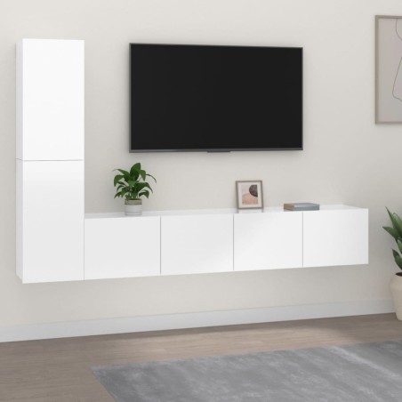 vidaXL Set de muebles de TV 4 pzas madera contrachapada blanco brillo