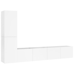 vidaXL Set de muebles de TV 4 pzas madera contrachapada blanco brillo