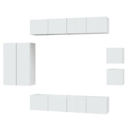 vidaXL Set de muebles de TV 8 pzas madera contrachapada blanco brillo