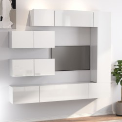 vidaXL Set de muebles de TV 7 pzas madera contrachapada blanco brillo