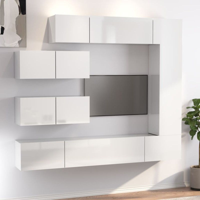 vidaXL Set de muebles de TV 7 pzas madera contrachapada blanco brillo