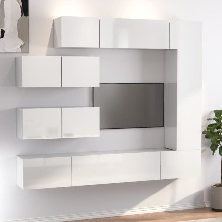 vidaXL Set de muebles de TV 7 pzas madera contrachapada blanco brillo