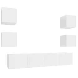 vidaXL Set de muebles de TV 6 pzas madera contrachapada blanco brillo
