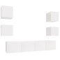 vidaXL Set de muebles de TV 6 pzas madera contrachapada blanco brillo