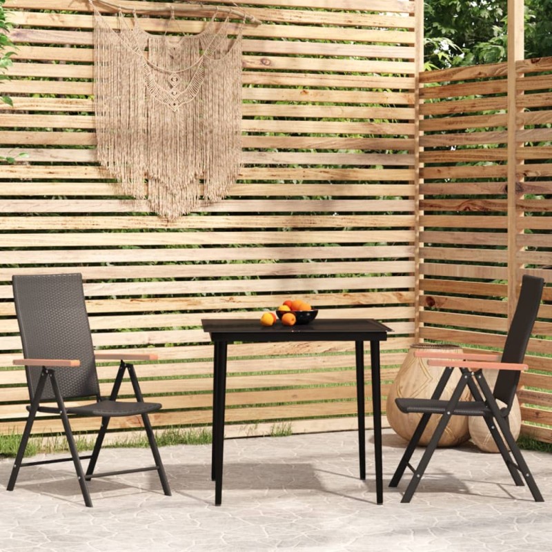 vidaXL Juego de comedor de jardín 3 piezas negro