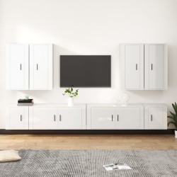 vidaXL Set de muebles de TV 8 pzas madera contrachapada blanco brillo