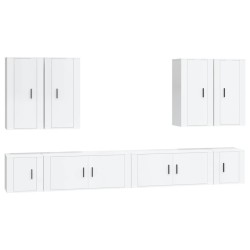 vidaXL Set de muebles de TV 8 pzas madera contrachapada blanco brillo