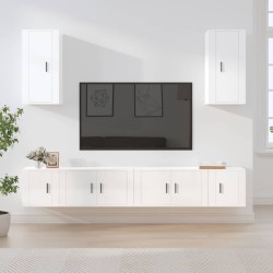 vidaXL Set de muebles de TV 6 pzas madera contrachapada blanco brillo