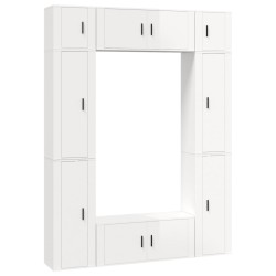 vidaXL Set de muebles de TV 8 pzas madera contrachapada blanco brillo