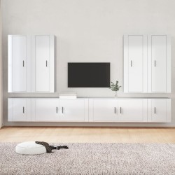 vidaXL Set de muebles de TV 8 pzas madera contrachapada blanco brillo