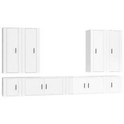 vidaXL Set de muebles de TV 8 pzas madera contrachapada blanco brillo