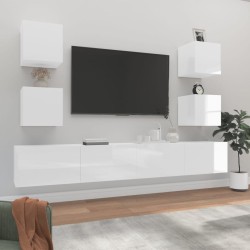 vidaXL Set de muebles de TV 6 pzas madera contrachapada blanco brillo