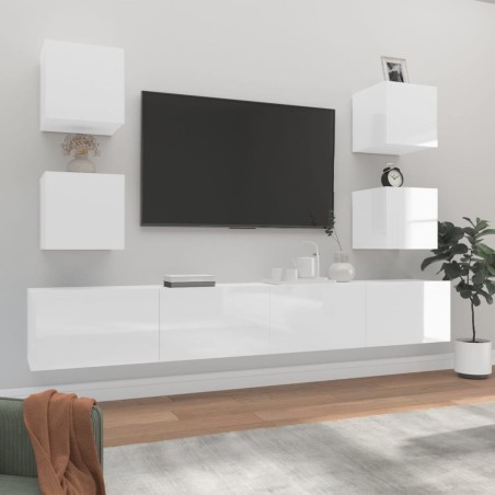 vidaXL Set de muebles de TV 6 pzas madera contrachapada blanco brillo