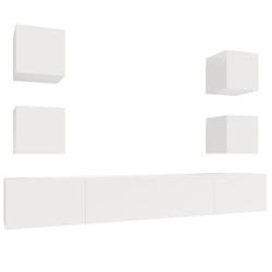 vidaXL Set de muebles de TV 6 pzas madera contrachapada blanco brillo