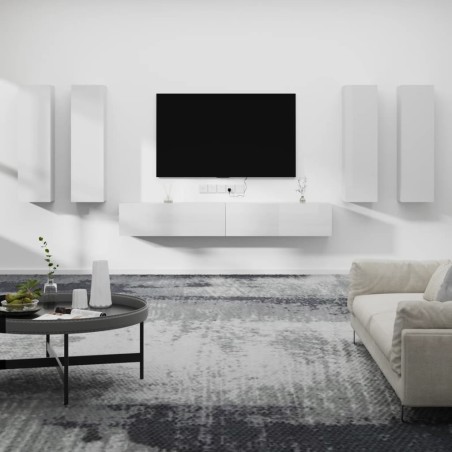 vidaXL Set de muebles de TV 6 pzas madera contrachapada blanco brillo
