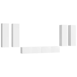 vidaXL Set de muebles de TV 6 pzas madera contrachapada blanco brillo