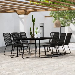 vidaXL Juego de comedor de jardín 9 piezas negro