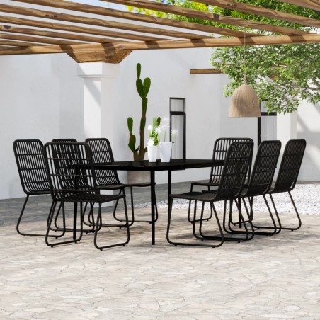 vidaXL Juego de comedor de jardín 9 piezas negro