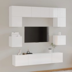 vidaXL Set de muebles de TV 8 pzas madera contrachapada blanco brillo