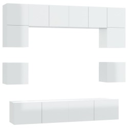 vidaXL Set de muebles de TV 8 pzas madera contrachapada blanco brillo