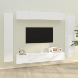 vidaXL Set de muebles de TV 8 pzas madera contrachapada blanco brillo
