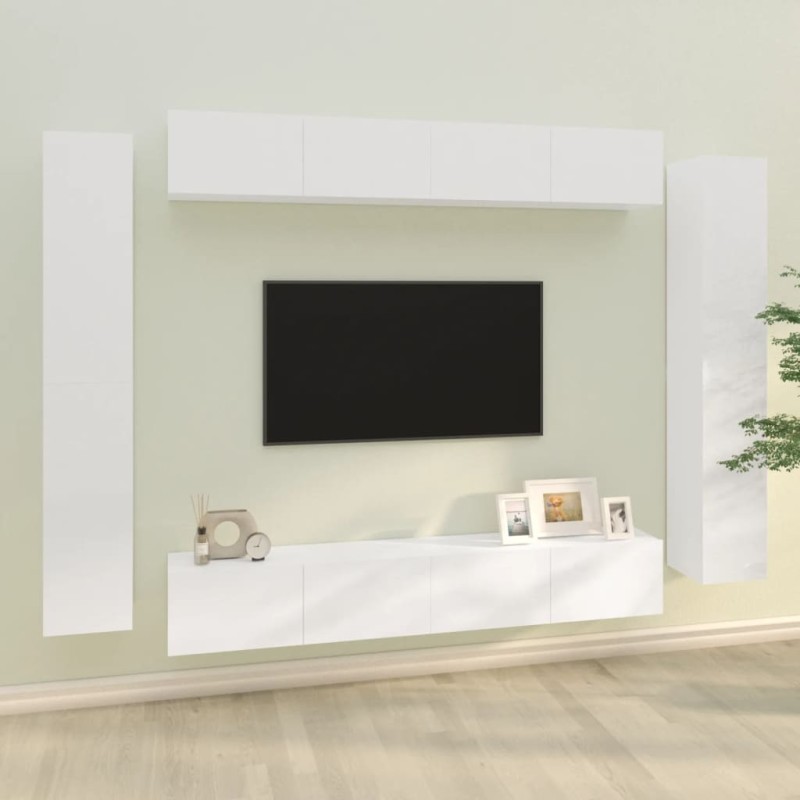 vidaXL Set de muebles de TV 8 pzas madera contrachapada blanco brillo vidaXL Set de muebles de TV 8 pzas madera contrachapada blanco brillo