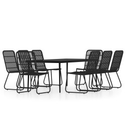 vidaXL Juego de comedor de jardín 9 piezas negro
