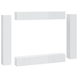 vidaXL Set de muebles de TV 8 pzas madera contrachapada blanco brillo
