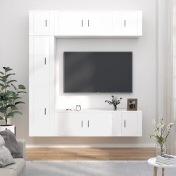 vidaXL Set de muebles de TV 7 pzas madera contrachapada blanco brillo