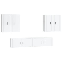 vidaXL Set de muebles de TV 6 pzas madera contrachapada blanco brillo
