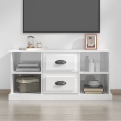 vidaXL Mueble de TV madera contrachapada blanco brillo 99,5x35,5x48 cm