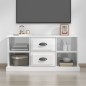 vidaXL Mueble de TV madera contrachapada blanco brillo 99,5x35,5x48 cm vidaXL Mueble de TV madera contrachapada blanco brillo 99,5x35,5x48 cm