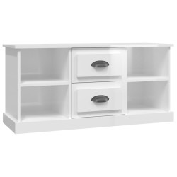 vidaXL Mueble de TV madera contrachapada blanco brillo 99,5x35,5x48 cm
